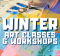 Image of someone painting with the words Winter Classes on top