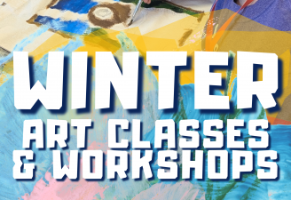 Image of someone painting with the words Winter Classes on top