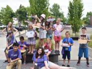 Group of summer camp kids outside