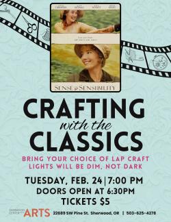 This poste advertises Crafting with the Classics and includes an image from Sense and Sensibility which is showing at the event.