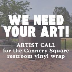 A picture of a restroom with the words We Need Your Art! over the top